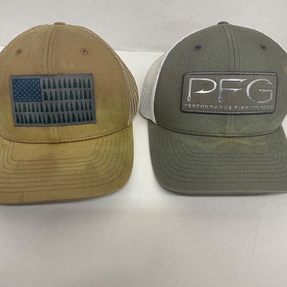 COLUMBIA Hat x 2 Fishing Gear Ball Cap PFG American flag - Picture 1 of 5